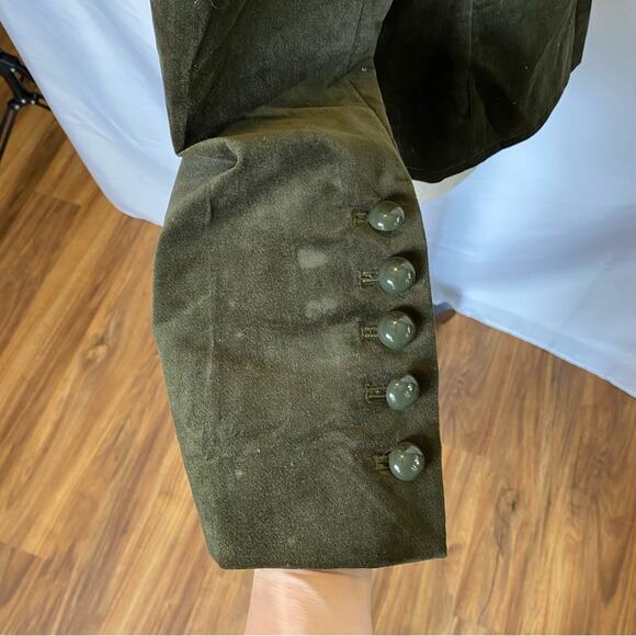 Talbots Women’s Blazer Medium Green Velvet Military Style Double Breasted Jacket - Picture 4 of 11